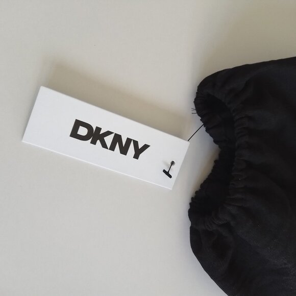 !NEW! DKNY Elegant Black Midi Dress Size 4 with Puffed Sleeves - Picture 6 of 6